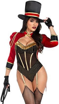 Leg Avenue Women's 2 PC Ravishing Ringmaster Costume Womens Halloween Costumes with Attached Velvet Tail Coat, and Top Hat