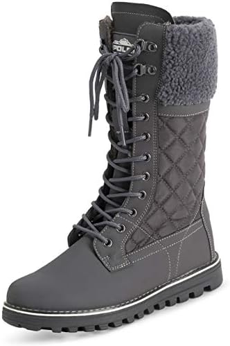 POLAR Womens Faux Fur Warm Thermal Waterproof Outdoor Walking Snow Winter Rubber Sole Calf Boots