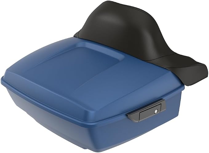Advanblack Road Glide Tour Trunk Pack Legend Blue Denim King Tour Trunk Pack Luggage +Wrap-Around Backrest Pad for '97-'25 Harley Touring Road King Street Glide Electra Glide CVO models
