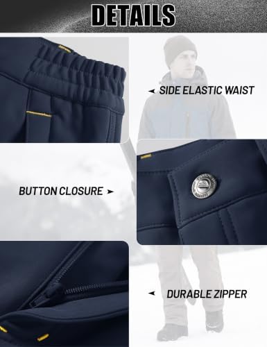 MAGCOMSEN Men's Ski Snow Pants Waterproof Fleece Lined Winter Hiking Pants