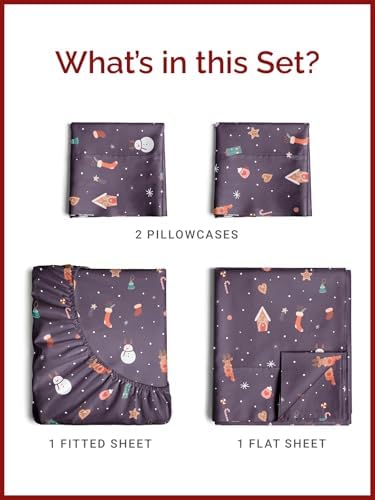 Christmas Sheet Set, Christmas Night, Holiday Xmas Bedding Set - Full Size
