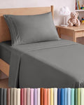 Twin XL Size 3 Piece Sheet Set - Breathable & Cooling Sheets - Dark Grey