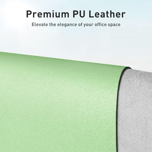 Aothia Faux Leather Desk Mat - Non-Slip PU Leather Desk Blotter, Waterproof Writing Surface, Large Desk Pad for Office & Home (Foam Green, 55" x 17")