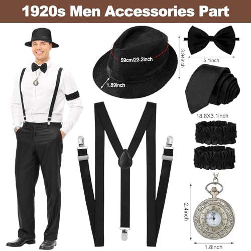 Shinymoon 14 Pcs Halloween 1920s Couples Costume Accessories
