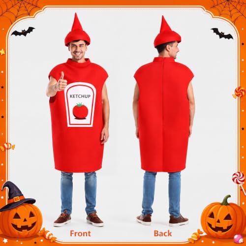 Mepase 3 Pcs Hot Dog Ketchup Mustard Halloween Costumes Set for Adults