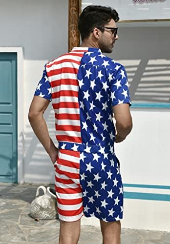 RAISEVERN Mens Romper Male Zipper Shorts Sleeve One Piece Bro Outfits