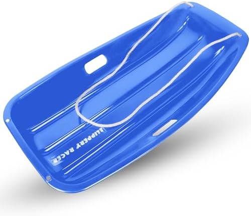 Slippery Racer Downhill Sprinter Flexible Kids Toddler Plastic Cold-Resistant Toboggan Snow Sled with Pull Rope and Handles -35 Inch