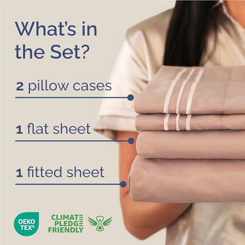 Full Size 4 Piece Sheet Set - Comfy Breathable & Cooling Sheets - Mauve