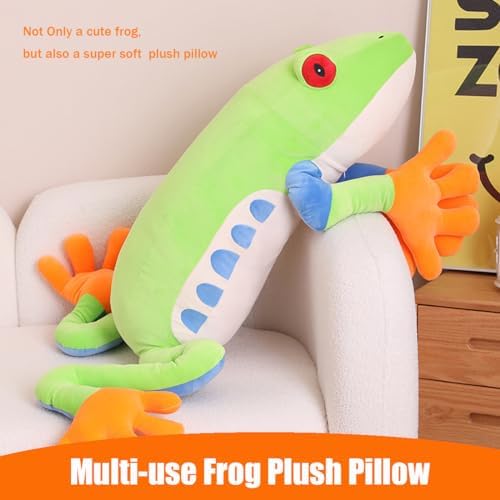 ELAINREN Ultra-Soft Tree Frog Plush Pillow Red-Eyed Frog Stuff Toy/15.7''