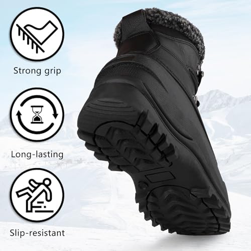 riemot Women's Men's Winter Ankle Boots Waterproof Outdoor Snow Boot Warm Fur Lined Comfortable Non-slip Lace-up Booties for Walking Hiking Trekking Camping Skiing US5-14