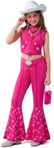 Spooktacular Creations Girls Western Outfit, Pink Cowgirl Costume, Disco Movie Dress Up for Halloween Cosplay Party