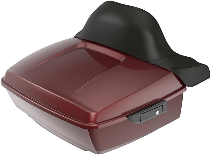 Advanblack Road Glide Tour Trunk Pack Stiletto Red King Tour Trunk Pack Luggage +Wrap-Around Backrest Pad for '97-'25 Harley Touring Road King Street Glide Electra Glide CVO models
