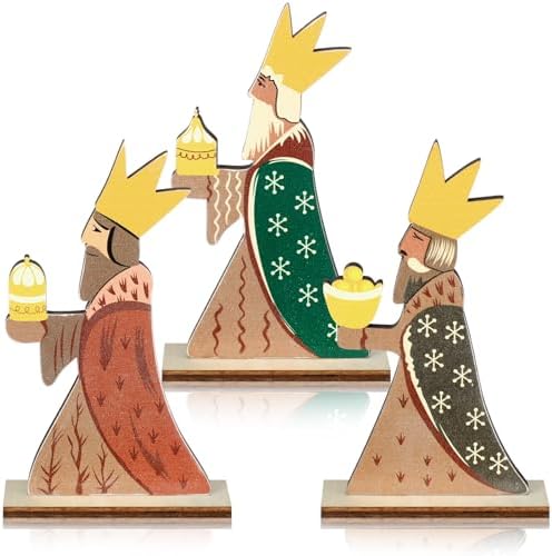 Barydat 3 Pcs The Three Wise Men Table Decor Christmas Wooden Sign