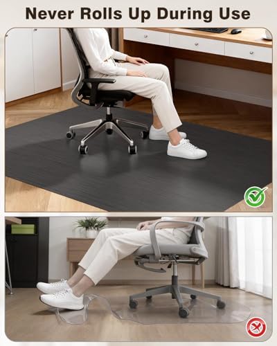 Blvornl Ultra Large Office Chair Mat for Hardwood Floor, Rolling Chair Mat for Hard Wood, Large Anti-Slip Hard Floor Protector, Heavy Duty Computer Desk Rug for Office and Home 35.4"*47.2" Black