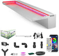 LONGRUN Stainless Steel Waterfall Spillway, APP Control Multi-Color LED Light Outdoor Pool Fountain, Water Spillway Koi Pond Waterfalls Fountains Kit for Garden Patio Swimming Pool Decoration-35.4"