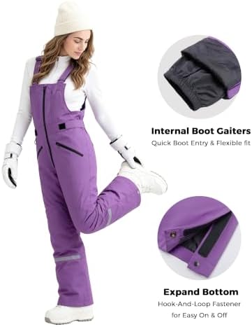 wantdo Womens Snow Bibs Warm Winter Ski Pants Outdoor Snowboarding Overalls