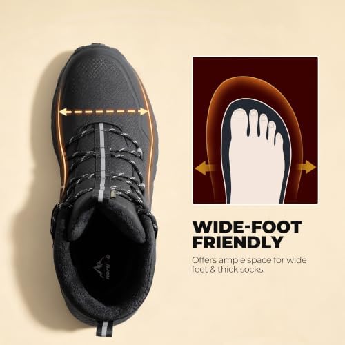NORTIV 8 Men's Wide Winter Boots Grip on Snow Ice