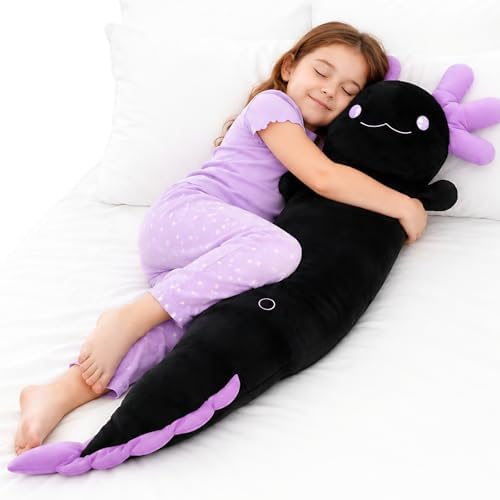 Tezituor Axolotl Stuffed Animal 48 inch Large Axolotl Plush Long Body Pillow for Girls 6-12, Big Stuffed Salamander Axolotl Lovers Gifts Dorm Room Decor Halloween Christmas Valentines