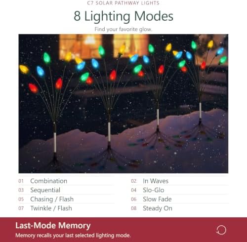 C7 Solar Christmas Decorations Outdoor, Vintage Solar Pathway Stake Lights