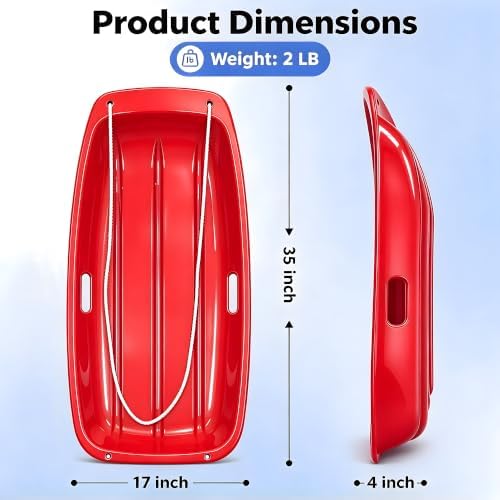 35" Snow Sled for Kids & Adults, Cold Resistant Flexible Toboggan