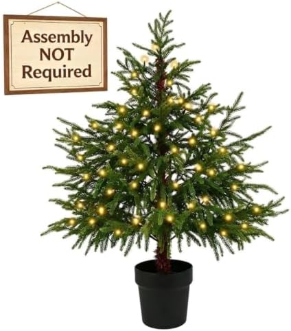 3FT Pre-Lit Artificial Norfolk Pine Christmas Tree, Holiday Décor