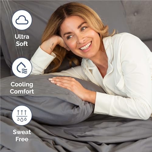 Full Size 4 Piece Sheet Set - Comfy Breathable & Cooling Sheets - Dark Grey