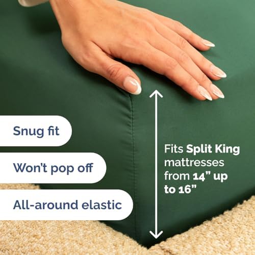 Flex Top Split Head King 4 Piece Sheet Set - Soft & Cooling - Emerald Green