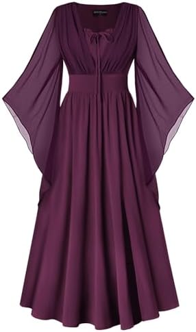 Scarlet Darkness Renaissance Costume Women Pirate Medieval Maxi Dress