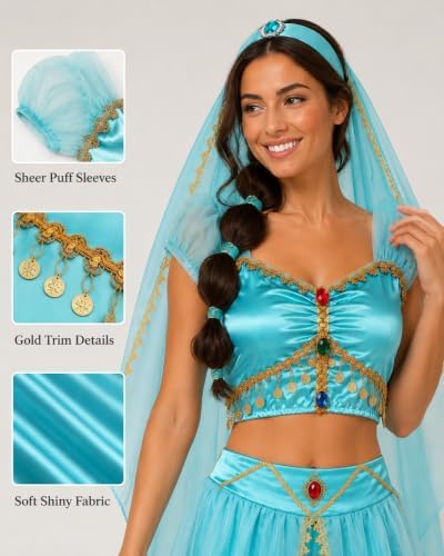 CICOCI Womens Arabian Princess Costume 10-Piece Desert Dancer Outfit