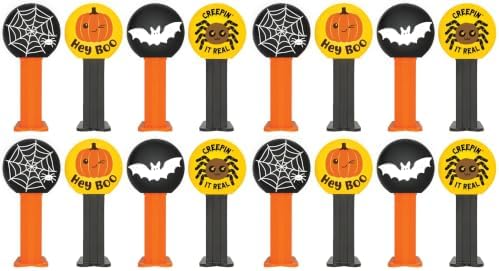 PEZ Candy Mini Halloween Candy Dispensers Trick or Treat Favors, Bag of 12, Orange, 0.32 Ounce (Pack of 4)