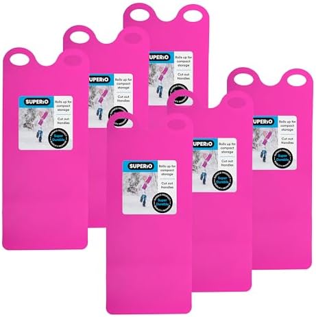 Superio Snow Slider Mat, Flexible Snow Sled Flying Carpet, Roll up Sleds for Kids and Adults 54" Lightweight Plastic Snowboard Sled (Pink), 6 Pack