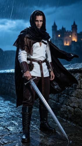 Akokvlar 10 Pcs Men Renaissance Costume Medieval Pirate Shirt Ankle Banded Pants Viking Outfit Set