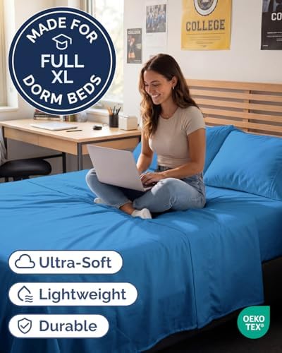 Full XL Sheets - 4 Piece Full XL Sheet Set - Cool & Breathable - Royal Blue