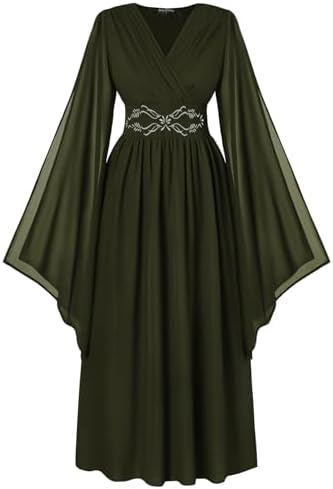 Scarlet Darkness Women's Renaissance Costume V Neck Medieval Fairy Dresses