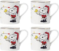 Lenox Snoopy Christmas Porcelain Mug Set for 4, 14oz
