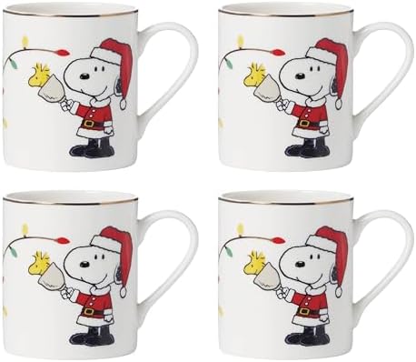 Lenox Snoopy Christmas Porcelain 12-Piece Dinnerware Set for 4