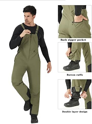 WULFUL Mens Insulated Snow Bibs Waterproof Winter Ski Pants Snowboarding Overalls