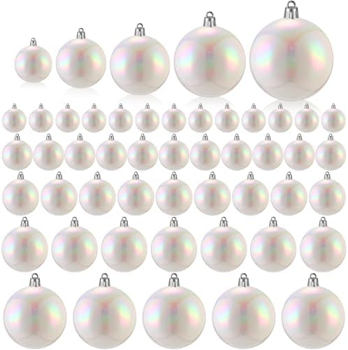 Shappy 50 Pcs Christmas Iridescent Ornaments Halloween Cauldron DIY, White