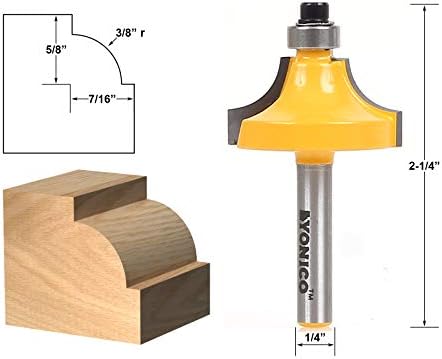YONICO Roundover Beading Router Bits Edge Forming 3/8-Inch Radius 1/4-Inch Shank 13174q