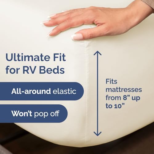 Short Queen Size 4 Piece Bed Sheet Set - RV Short Queen Sheets - Off White