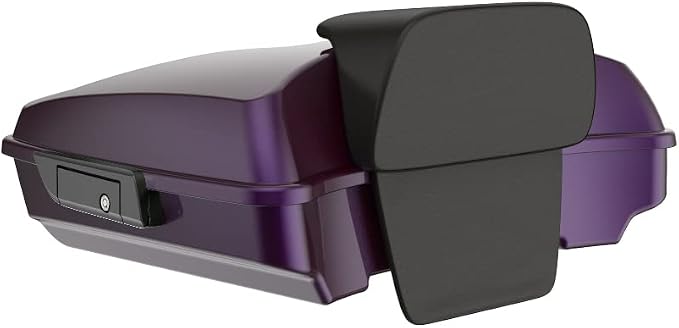 Advanblack Road Glide Tour Trunk Pack Hard Candy Mystic Purple Flake Razor Tour Trunk Pack Backrest Pad for '97-'25 Harley Touring Road King Street Glide Electra Glide CVO models