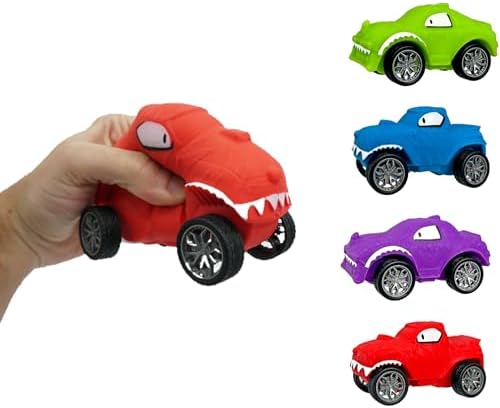JA-RU Squishy Wheelz Car Toy (1 Unit Assorted) Twist, Stretch 4545-1