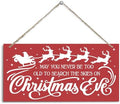 May You Never be too Old to Search the Skies on Christmas Eve Sign, Christmas Hanging Wood Sign, Winter Decorative Wall Signs, Rustic Winter Wooden Door Signs, Farmhouse Outdoor Wood Xmas Decor