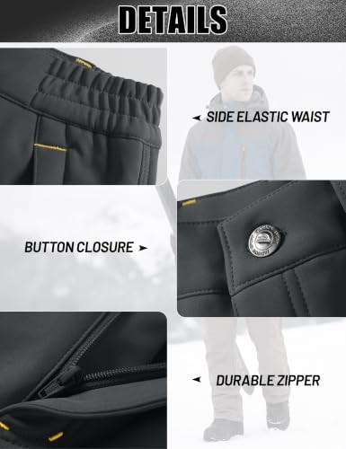 MAGCOMSEN Men's Ski Snow Pants Waterproof Fleece Lined Winter Hiking Pants