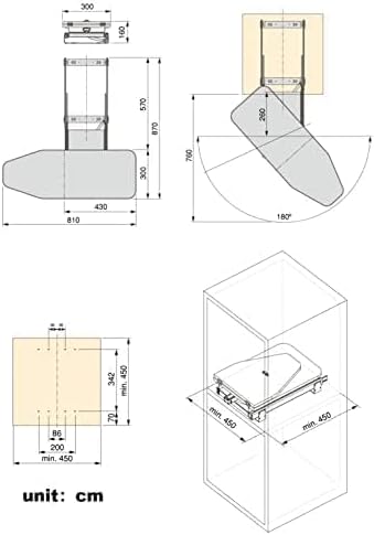 Hiding Ironing Board Foldable Ironing Station in Cabinet for Apartment & Small Room | Sturdy Folding Board, Easy-Release Lever(Gray) 11.8 (W) x 5.5 (H) x Length 16.9 (L)