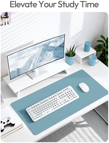 YSAGi Leather Desk Protector, Office Mat, Large Mouse Mat, Non-Slip PU Leather Blotter, Laptop Desk Mat, Waterproof Writing Pad for Office and Home(Aquamarine, 63" x 24")