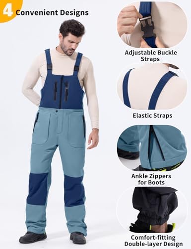 GEMYSE Men's Insulated Ski Bib Overalls Waterproof Snow Pants