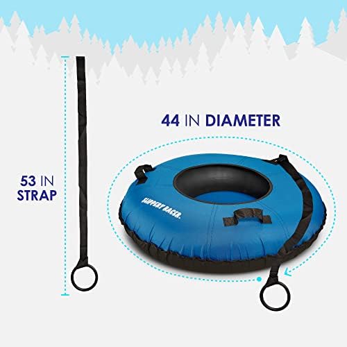 Slippery Racer Heavy Duty Commercial Grade Inflatable Snow Tube with Cover and Rope, PVC Bottom, 44"-Blue