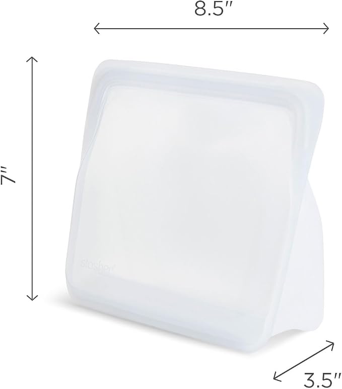 Stasher Platinum Silicone Food Grade Reusable Storage Bag, Clear (Stand-Up Mid) | Reduce Single-Use Plastic | Cook, Store, Sous Vide, or Freeze | Leakproof, Dishwasher-Safe, Eco-friendly | 56 Oz