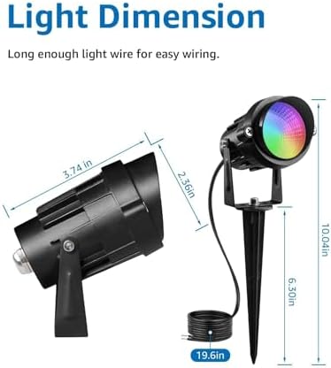 SUNVIE Low Voltage Landscape Lighting RGB Spotlight 10 Pack with Connectors